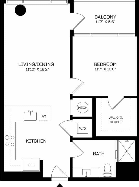 A6 Floor Plan at The Mitchell , Atlanta, 30303