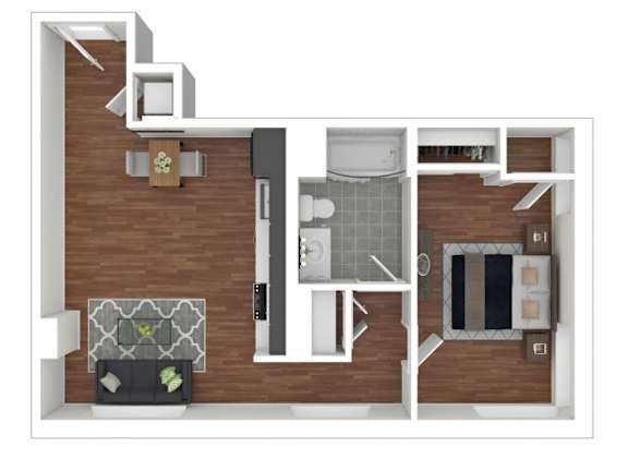 1C Floor Plan at Eleven Fifty Clay Street, Oakland