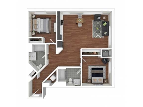2B Floor Plan at Eleven Fifty Clay Street, Oakland, 94607