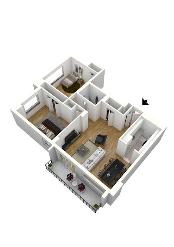 B1B Floor Plan at Stratford at Southern Towers, Alexandria, VA, 22311