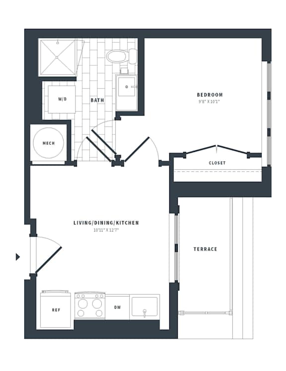 1A Floor Plan at The Vale at the Parks, Washington