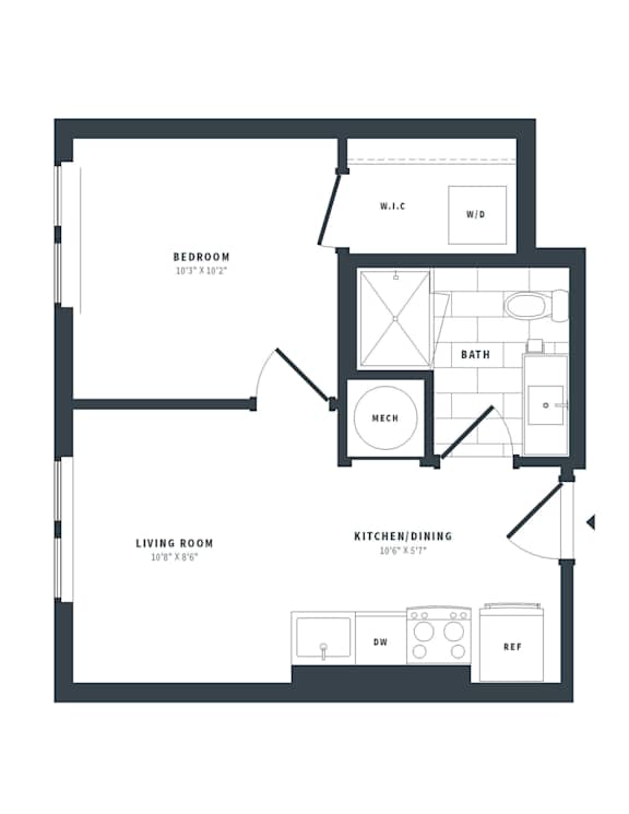 1B Floor Plan at The Vale at the Parks, District of Columbia, 20012