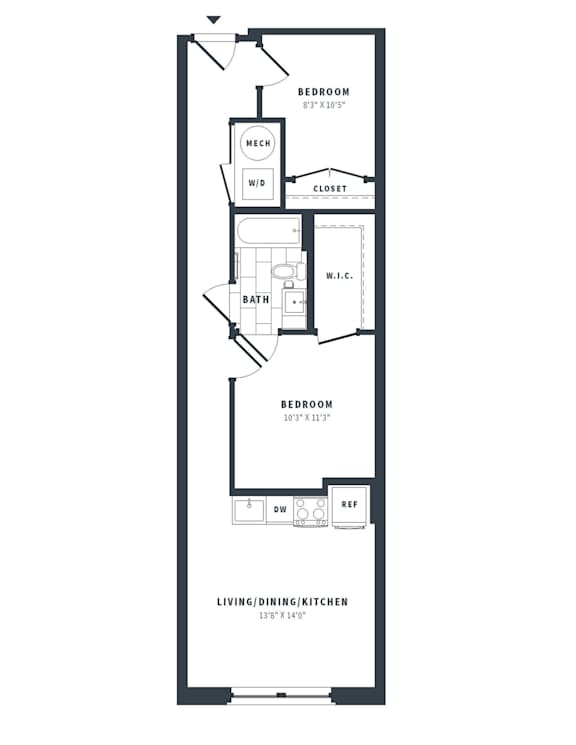 1D-B Floor Plan at The Vale at the Parks, Washington, 20012