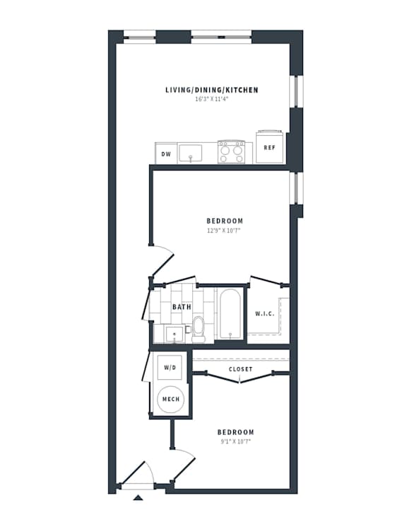 1D-C Floor Plan at The Vale at the Parks, Washington District of Columbia
