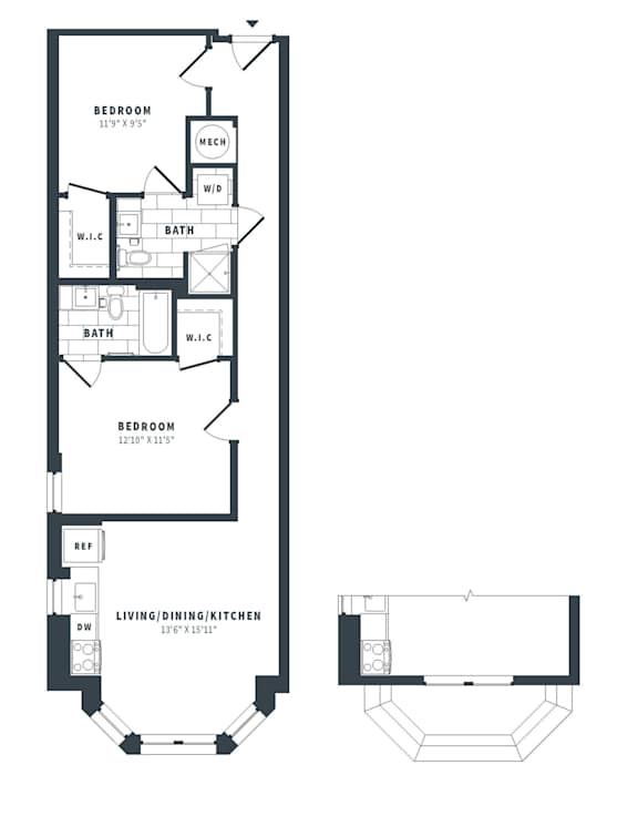 1D-H-0 Floor Plan at The Vale at the Parks, District of Columbia, 20012
