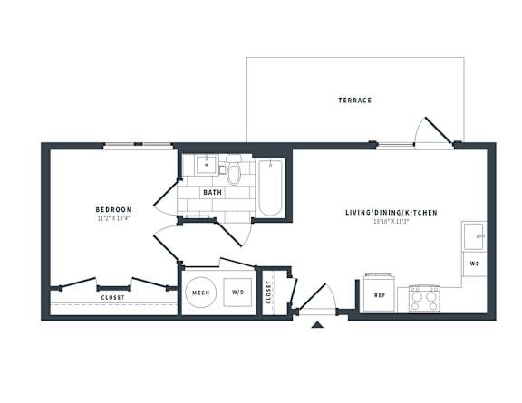 1E Floor Plan at The Vale at the Parks, Washington, DC 20012