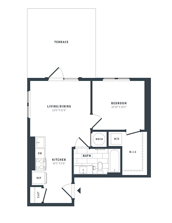 1H Floor Plan at The Vale at the Parks, Washington District of Columbia