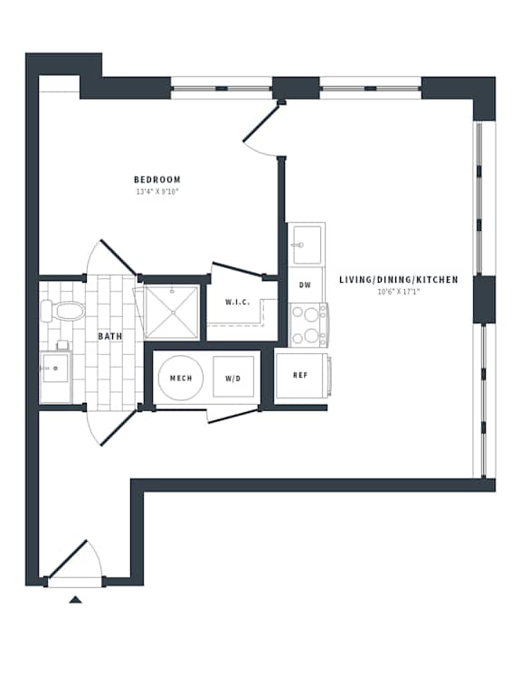 1M Floor Plan at The Vale at the Parks, Washington, DC 20012