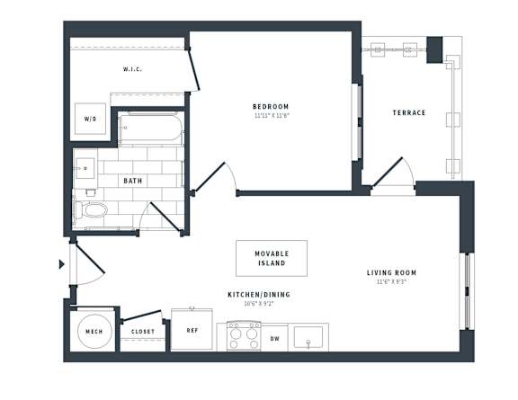 1P Floor Plan at The Vale at the Parks, Washington, 20012