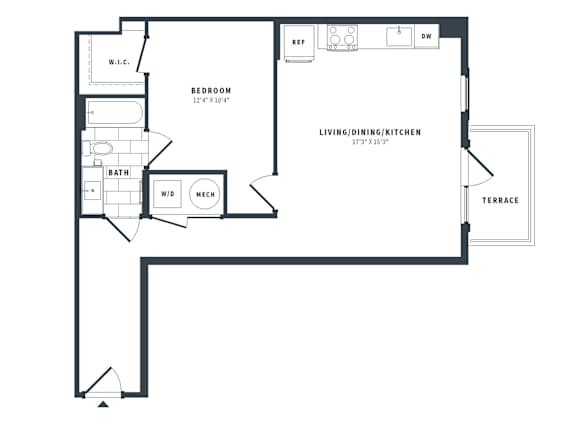 1W Floor Plan at The Vale at the Parks, Washington, DC