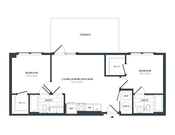 2E Floor Plan at The Vale at the Parks, Washington, 20012