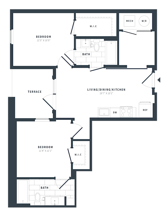 2J Floor Plan at The Vale at the Parks, Washington, DC 20012