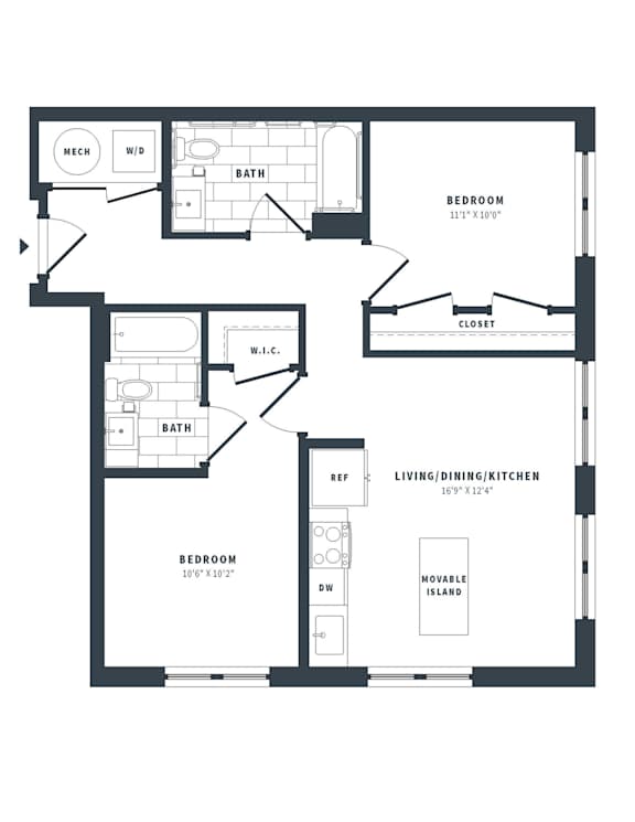 2N Floor Plan at The Vale at the Parks, Washington, DC 20012