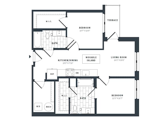 2R Floor Plan at The Vale at the Parks, Washington, DC