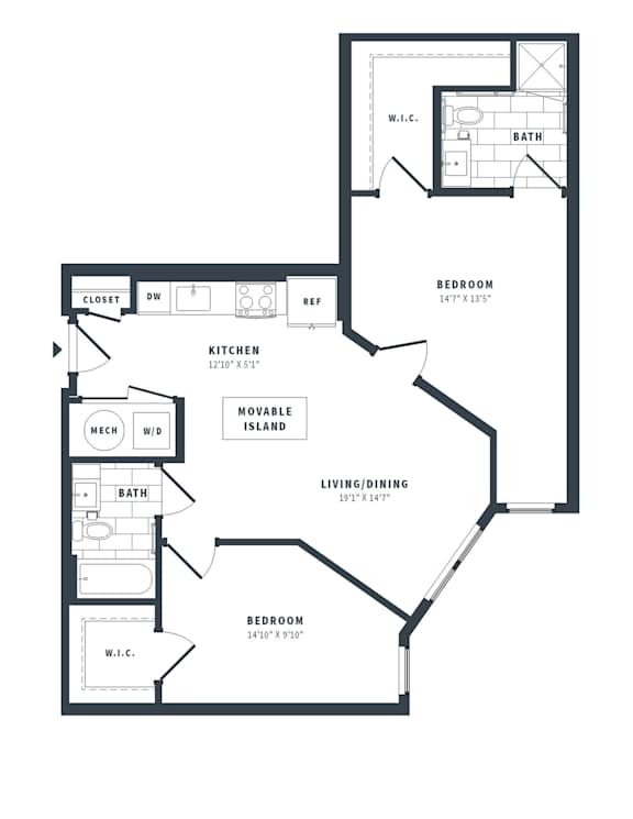 2T Floor Plan at The Vale at the Parks, Washington District of Columbia