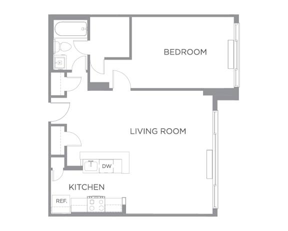 A1A floorplan at The Graham at Southern Towers, Alexandria, Virginia