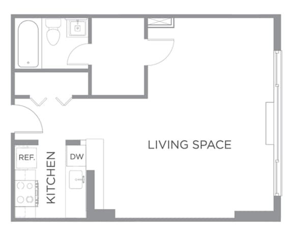 Studio B floorplan at The Graham at Southern Towers, Virginia, 22311
