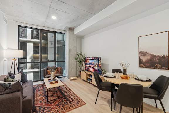 Decorated Living room at Velaris Living Apartments, Denver, CO, 80205