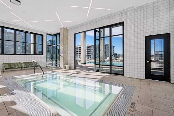 Indoor pool at Velaris Living Apartments, Denver, Colorado