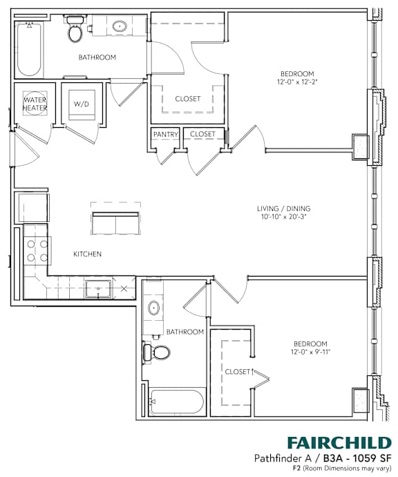 A floor plan of a Fairchild Pathfinder A/B3A model home.