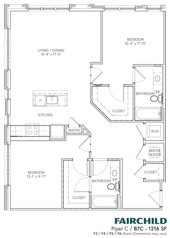 A floor plan for a Fairchild Piper C/B7C-1216 SF aircraft.