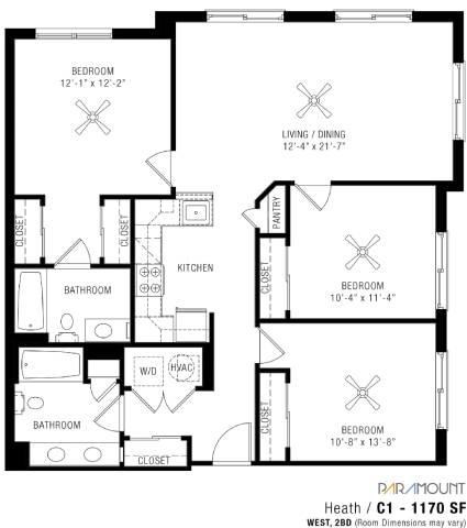 A black and white image of a floor plan for a home with labeled rooms.