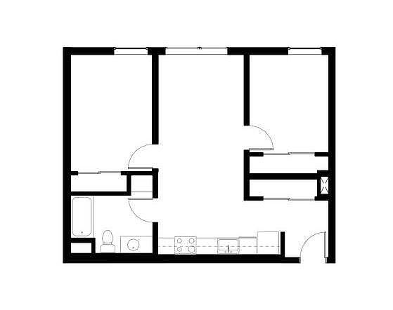 A black and white image of a floor plan for a house.