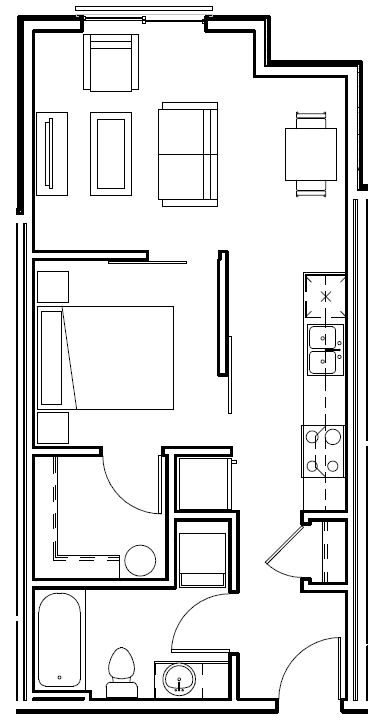 A black and white image of a floor plan for a house.