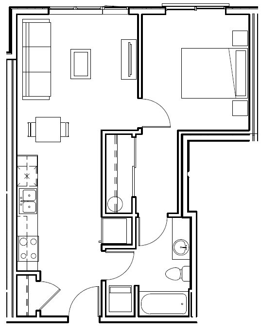 A black and white image of a floor plan for a house.
