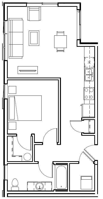 A black and white image of a floor plan for a house.