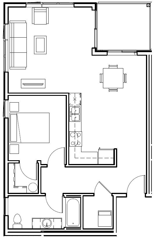 A black and white image of a floor plan for a house.