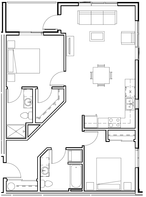 A black and white image of a floor plan for a house.
