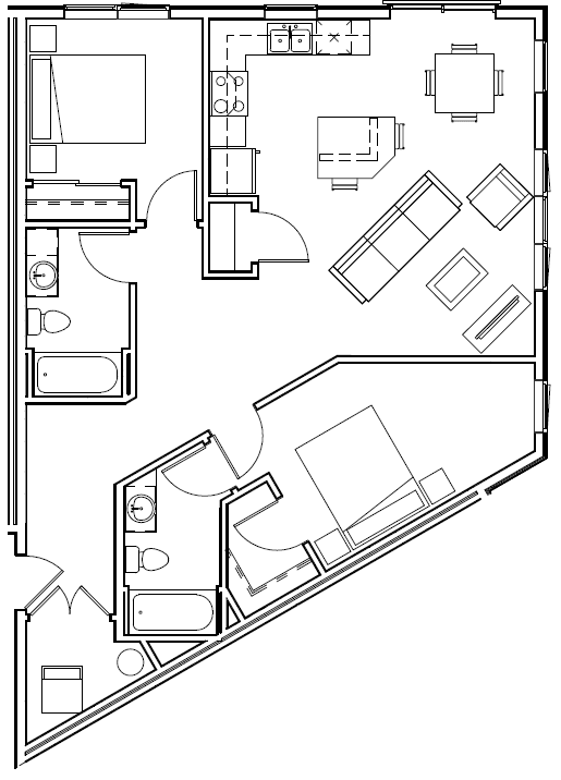 A black and white floor plan of a house with multiple rooms.