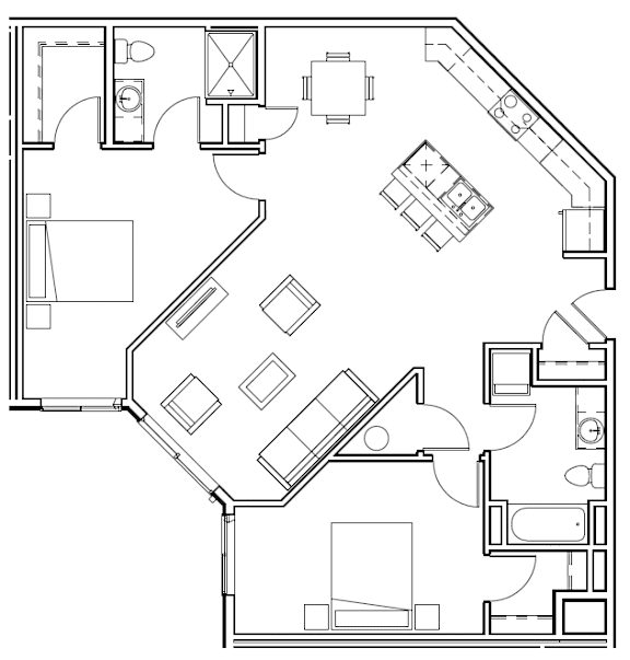 A black and white image of a house floor plan.