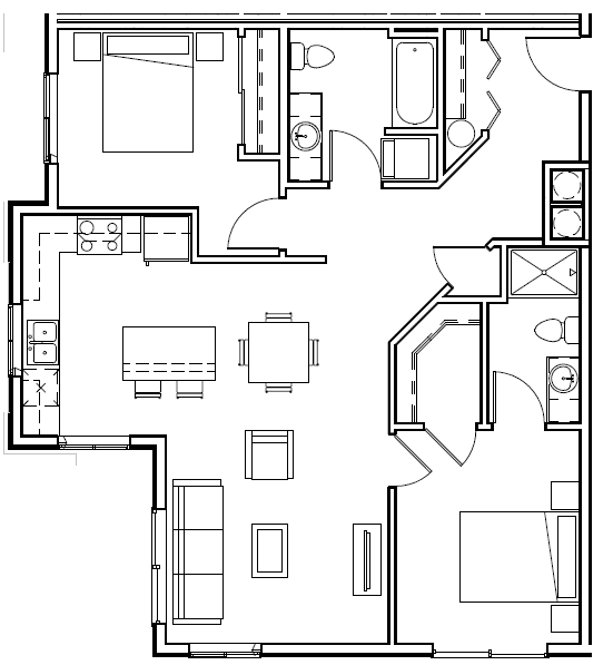 A black and white image of a floor plan for a house.