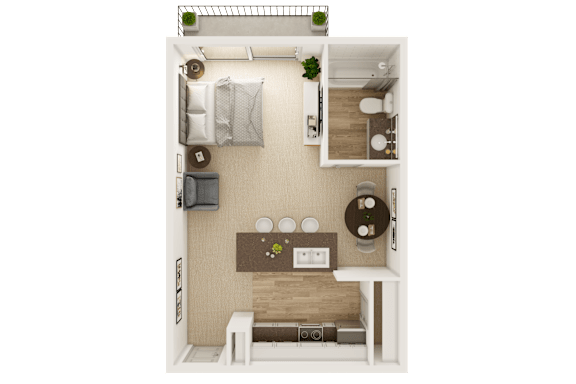 A small room with a bed, desk, and chair.