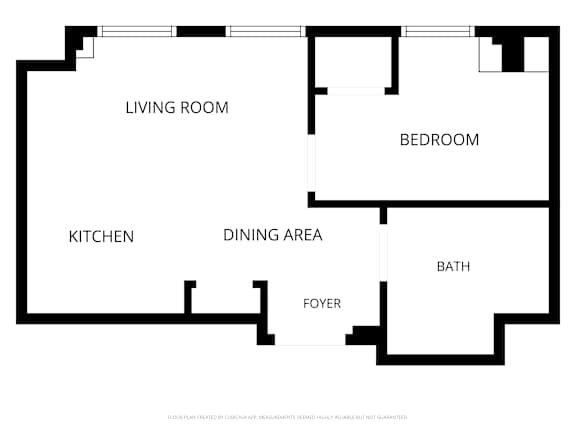 A black and white floor plan of a house with labeled rooms.
