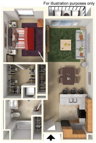 A series of images showing different views of a small apartment.