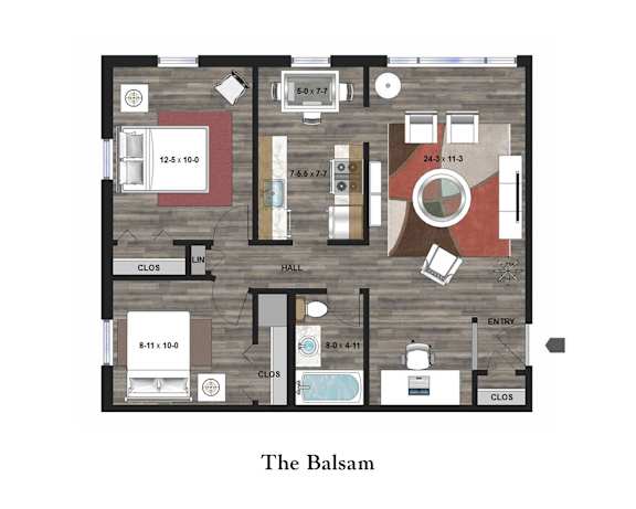 A floor plan of a property named The Balsam.