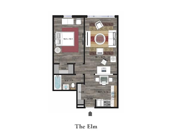 A floor plan of a property named The Elm.