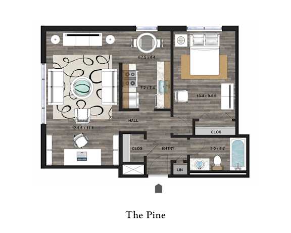 A floor plan of a house named The Pine.