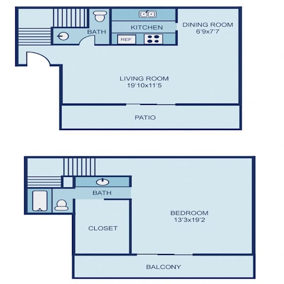 Floor Plan  A4T - 1BR Townhome
