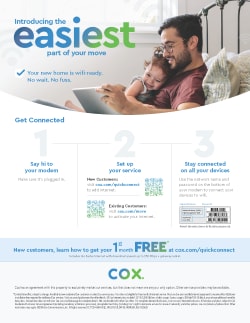 A poster advertising the easiest part of your move with three steps to get connected.