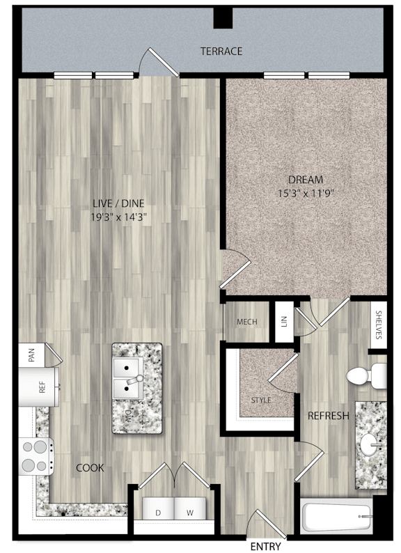 A black and white drawing of a floor plan for a room labeled A3.