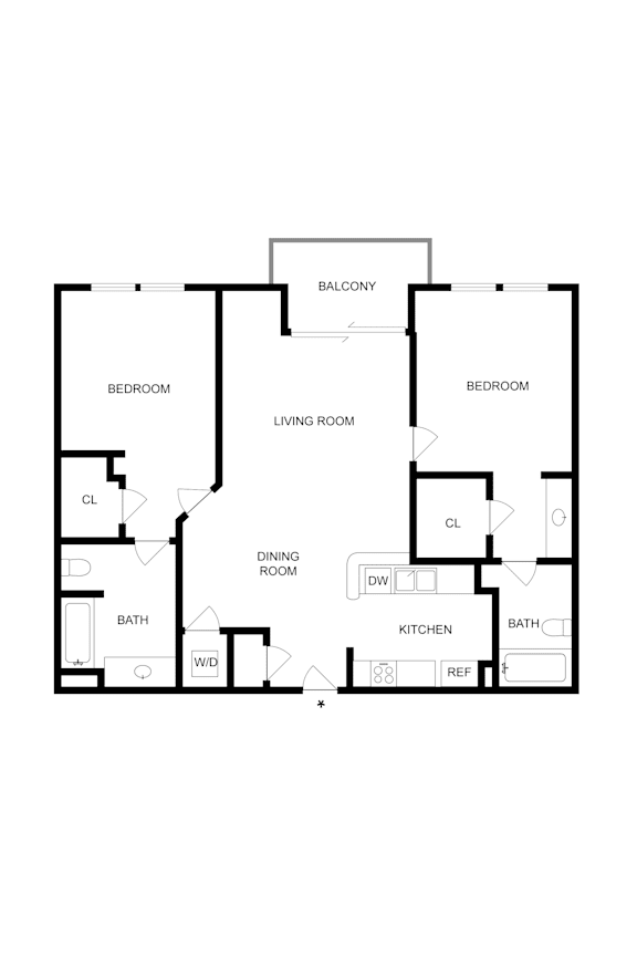 A black and white image of a floor plan for a house.