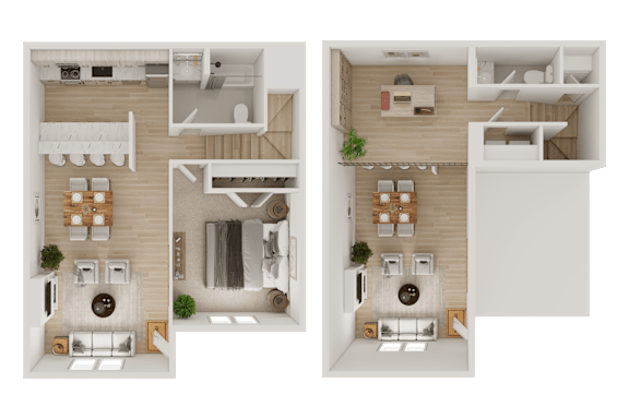 A floor plan of a two-bedroom apartment with a living room, kitchen, and bathroom.