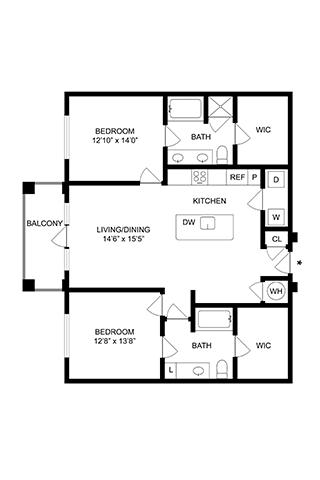 A black and white image of a floor plan for a house.
