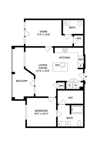 A black and white image of a floor plan for a home.