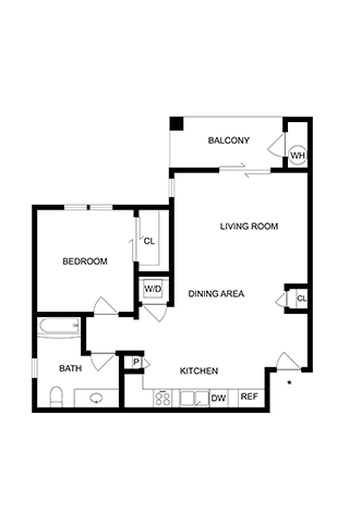 A black and white image of a floor plan for a home.