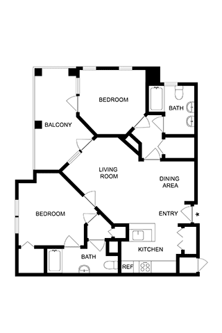 A black and white image of a floor plan for a house.